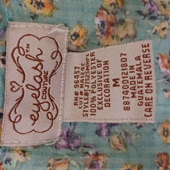 eyelash couture boho high low tie floral top blouse - M - Picture 5 of 6